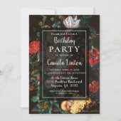 Invitation Flore foncé esthétique fête d'anniversaire Invitat (Devant)