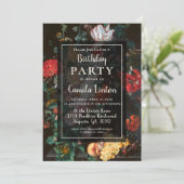 Invitation Flore foncé esthétique fête d'anniversaire Invitat (Debout devant)