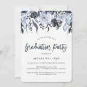 Invitation Flore foncé | Fête de graduation en aquarelle mode (Devant)