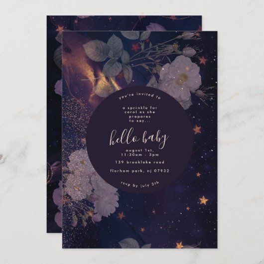 Invitation Flore foncée | Blooms violets spectaculaires | Dou (Devant / Derrière)