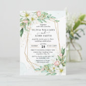 Invitation Flore géométrique rose simple - 002 Invitat (Debout devant)