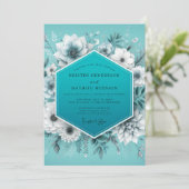 Invitation Flore Glaciale Aqua Mariage (Debout devant)