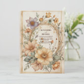 Invitation Flore Mariage Art Nouveau Vintage (Debout devant)
