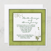 Invitation Flore Mariage vert simple (Devant / Derrière)