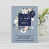 Invitation Flore marine bleue marine marine| Baby shower (Debout devant)