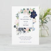 Invitation Flore marine bleue marine marine| Mariage (Debout devant)