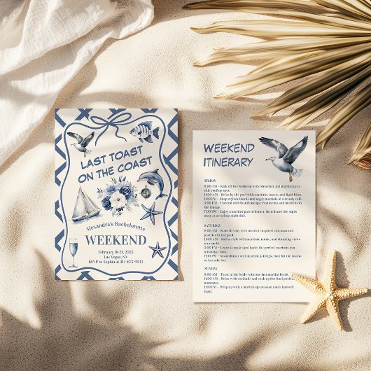 Invitation Flore marine et icônes océaniques Bachelorette