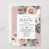 Invitation Flore moderne rose & vert Feuille Tropicale & Orch (Devant)