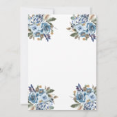 Invitation Flore neutre et bleue| Baptême de la Croix d'Or (Dos)