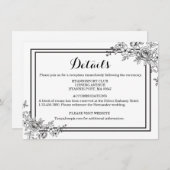 Invitation Flore Noir Et Blanc Détails Fleur (Devant / Derrière)