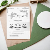 Invitation Flore noir et blanc minimum Mariage islamique Nika