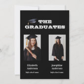 Invitation Flore noire Blush Joint Graduation Party 2 photos (Dos)