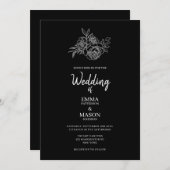 Invitation Flore noire et blanche (Devant / Derrière)