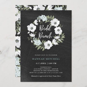 Invitation Flore noire et blanche rustique Brunch nuptial