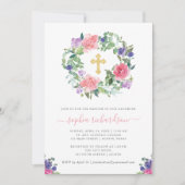 Invitation Flore peint à la main| Baptême d'aquarelle tendanc (Devant)