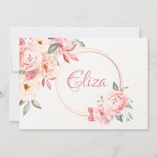 Invitation Flore personnalisée en papier à lettres rose