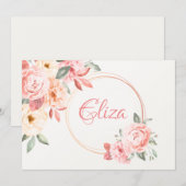 Invitation Flore personnalisée en papier à lettres rose (Devant / Derrière)