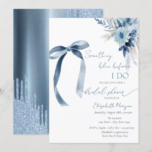 Invitation Flore Quelque chose Blue Bow Parties scintillant D