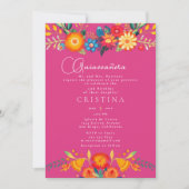 Invitation Flore - Quinceanera 15e anniversaire en espagnol (Devant)