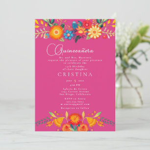 Invitation Flore - Quinceanera 15e anniversaire en espagnol