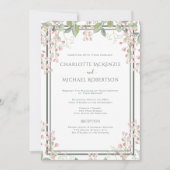 Invitation Flore Ressort Rose Avec Mariage RSVP (Devant)
