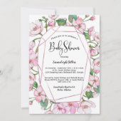 Invitation Flore rose baby shower (Devant)