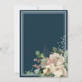 Invitation Flore rose chic et Fête des mariées marine (Dos)