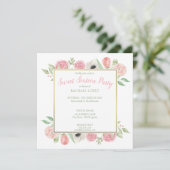 Invitation Flore rose Chic | Sweet sixteen Gold Frame (Debout devant)