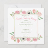 Invitation Flore rose Chic | Sweet sixteen Gold Frame (Devant)