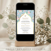 Invitation Flore rose doux Anand Karaj Sikh Mariage