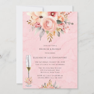 Invitation Flore rose et or chic Brunch & Bubbly