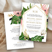 Invitation Flore rose or sauvage en un seul Mariage