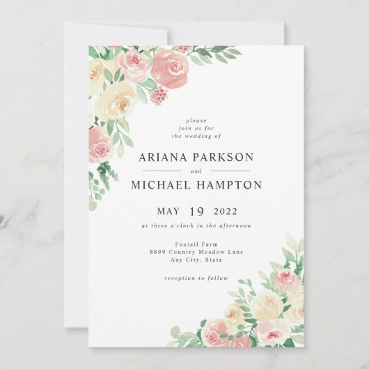 Invitation Flore rose pâle 4196 (Devant)