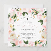 Invitation Flore rose pâle | Baptême floral d'été du printemp (Devant)