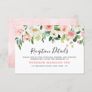 Invitation Flore rose pâle Détails de la réception botanique