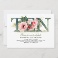 Flore rose pâle DIX | 10e fête d'anniversaire