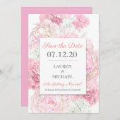 Invitation Flore rose pâle Enregistrer la date (Devant / Derrière)