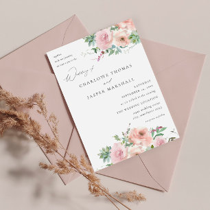 Invitation Flore rose pâle et Mariage succulent V2