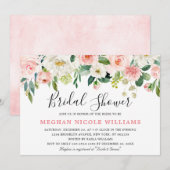 Invitation Flore rose pâle Fête des mariées botanique moderne (Devant / Derrière)