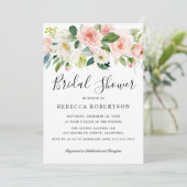 Invitation Flore rose pâle Fête des mariées botanique moderne (Debout devant)