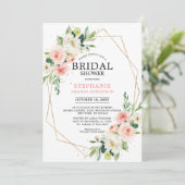 Invitation Flore rose pâle Fête des mariées géométrique moder (Debout devant)