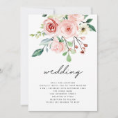 Invitation Flore rose rose moderne Mariage de code QR (Devant)