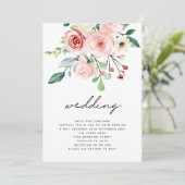 Invitation Flore rose rose moderne Mariage de code QR (Debout devant)