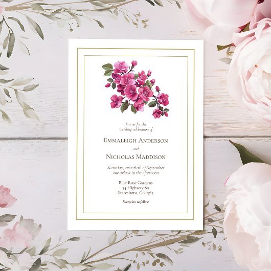 Invitation Flore Rose sauvage de Magenta