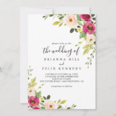 Invitation Flore Rose Vert Le Mariage De (Devant)