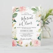 Invitation Flore rose vif Mariage de cadre botanique moderne (Debout devant)