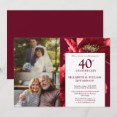 Invitation Flore rouge Alors et maintenant 40e anniversaire 2 (Devant / Derrière)