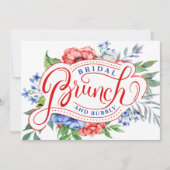Invitation Flore rouge blanc et bleu | Brunch & bulle (Devant)