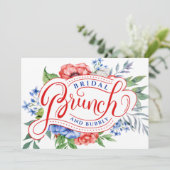 Invitation Flore rouge blanc et bleu | Brunch & bulle (Debout devant)