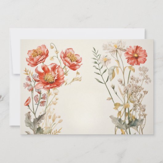 Invitation Flore rouge et crème (Dos)